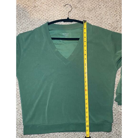 Athleta Green V-Neck Long Sleeve Sweater - Buttery Soft - Picture 13 of 13